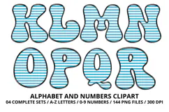Stripes Alphabet Letters & Numbers Clipart PNG 300DI Product Image 3