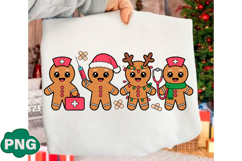 Retro Gingerbread Nurse Christmas Png Product Image 1