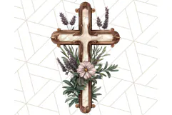Faith Cross PNG with Flowers, Watercolor Religious Art Print Product Image 5
