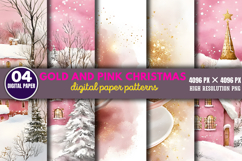 Gold and Pink Christmas Backgrounds PNG Product Image 1