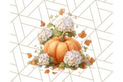 Pumpkin Clipart with Fall Flowers PNG Autumn Illustration Product Image 5