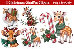 Christmas Giraffes Clipart PNG Product Image 1
