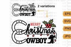 Cowboy Christmas text print svg, png cricut Western Christma Product Image 1