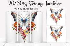 Rainbow Butterfly and Flowers - Tumbler Sublimation Design Product Image 1