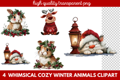 Whimsical Cozy Winter Animals Clipart | Cute Snowy Forest Product Image 1