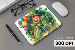 Cute Leprechaun with Rainbow and Balloons Mouse Pad PNG Subl Product Image 1