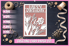 Happy Birthday Greeting card SVG,Paper cut SVG Birthday Card Product Image 1