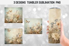 Watercolor Shabby Chic Flowers Tumbler Wrap Sublimation Desi Product Image 1