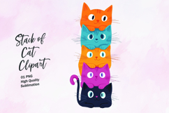 Stack of colorful cat watercolor clipart PNG Product Image 1