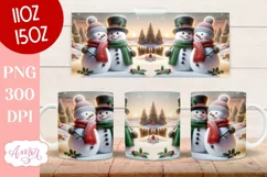 Christmas snowman mug sublimation wrap PNG 11oz 15oz Product Image 3