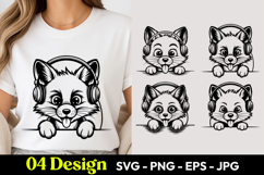 Cute Fox Headphones SVG PNG Product Image 1