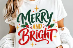 Merry and Bright PNG, Christmas Bow PNG, Funny Christmas PNG Product Image 2