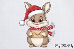 Woodland Christmas Bunny Sublimation Clipart PNG Product Image 1