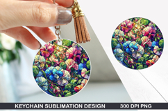 Flower Keychain Sublimation - Spring Keychain PNG Design Product Image 1