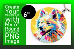 Abstract Dog Art Round Design Keychain Sublimation Product Image 1