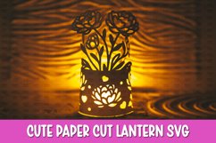 Peony Flowers Lantern SVG I Floral paper cut SVG Product Image 1