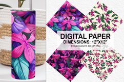 Fuchsia Flowers Pattern Digital Paper- Flowers Background Product Image 1