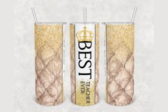 Best Teacher Ever gold glitter 20 oz skinny tumbler Product Image 1