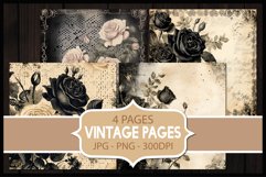 4 Vintage Roses Flower Digital Papers I Junk Journal Page Product Image 1