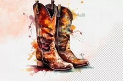 Western Flowers Boots Watercolor PNG Clipart Product Image 13