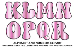 Stripes Alphabet Letters & Numbers Clipart PNG 300DI Product Image 3