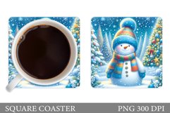 Cute Snowman Coaster Design. Cute Snowman Sublimation Product Image 1