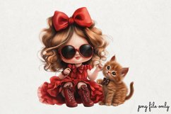 Little red wine girl Clipart PNG Product Image 1