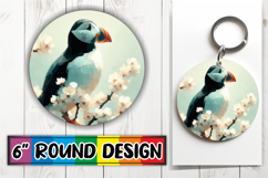 Enchanted Keychain Round Sublimation PNG, Birds Product Image 1