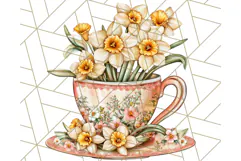 Vintage Floral Teacup Clipart PNG, Blooming Teacups Clip Art Product Image 5