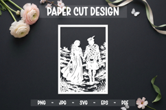Romantic Couple Paper Cut Card, 5x7 Paper cut Product Image 1