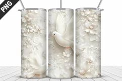 3D Christmas Doves Tumbler Wrap - 20 Oz Skinny Tumbler PNG Product Image 5
