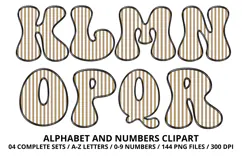 Stripes Alphabet Letters & Numbers Clipart PNG 300DI Product Image 3