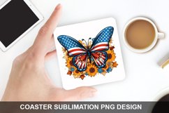 4Th Of July Butterfly- Coaster Sublimation Design Product Image 1
