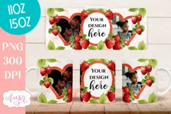 Strawberry photo mug wrap PNG, picture mug template PNG Product Image 3