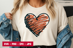 Orange Scribble Hand Drawn Heart Graphic SVG PNG Product Image 1