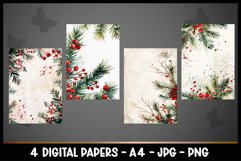 4 Vintage Christmas Floral Digital Papers I Junk Journal Product Image 2