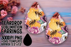 Whimsical Teardrop Earrings Artwork PNG , Bee Product Image 1