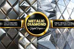 Metalic Diamond Digital Papers - 04 variations Product Image 1