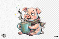 Whimsical Farm Animals Drink Coffee Clipart Product Image 1