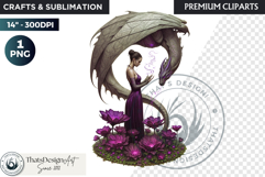 Fantasy Dragon witch clipart, enchantress, dragon egg queen Product Image 1