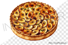 A plate of banana caramel tarts PNG Clipart Watercolor Fruit Product Image 1