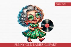 Funny Old Ladies Clipart, Watercolor Old Woman bundle Product Image 3