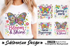 Bloom and Shine Cute Butterfly Floral Sublimation Design Product Image 1