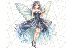 Gothic Fairy & Potion Clipart, Dark Fantasy PNG Printable Product Image 5