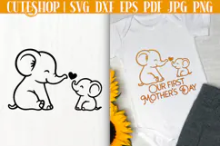 Cute Baby Elephant SVG - Mom And Baby Elephant SVG, Baby SVG Product Image 1