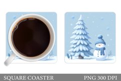 Cute Snowman Coaster Design. Cute Snowman Sublimation Product Image 1