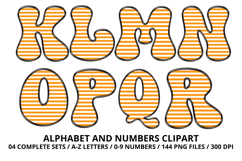 Stripes Alphabet Letters &amp; Numbers Clipart PNG 300DI Product Image 3