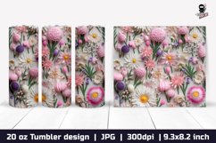 3d Flowers Tumbler, Wildflowers Tumbler Sublimation Wrap Product Image 1