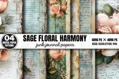 Sage Floral Harmony Junk Journal Bundle PNG Product Image 14