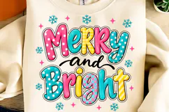 Merry and Bright PNG, Christmas Bow PNG, Funny Christmas PNG Product Image 1
